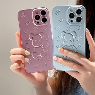 Ốp Điện Thoại Silicon TPU Mềm Nhám Hình Gấu 3D Bảo Vệ Camera Cho iPhone 7 8 Plus X XR XS Max SE 2020 2022 11 12 13 Pro Max
