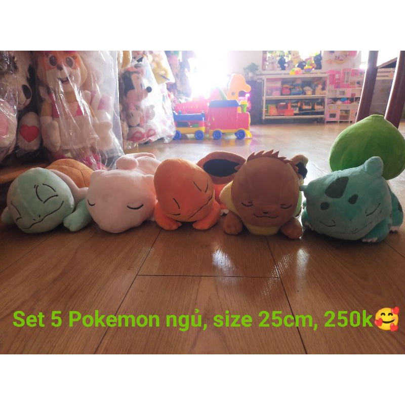 Set gấu bông 5 bé pokemon ngủ 230k chi tiết trên hình