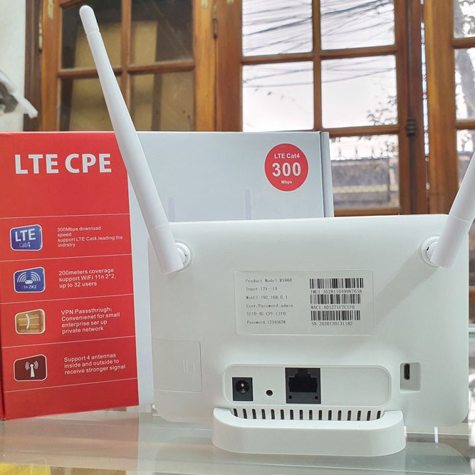 Phát wifi từ sim 4G LTE CPE RS860 nhỏ gọn - dùng nguồn trực tiếp 12V hoặc 5V (trắng)