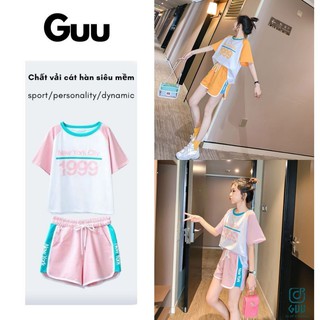Đồ bộ Thể Thao Cá Tính Guu - Set Đồ Thể Thao Mặc Nhà VảiThun Cotton Siêu Xinh DN19