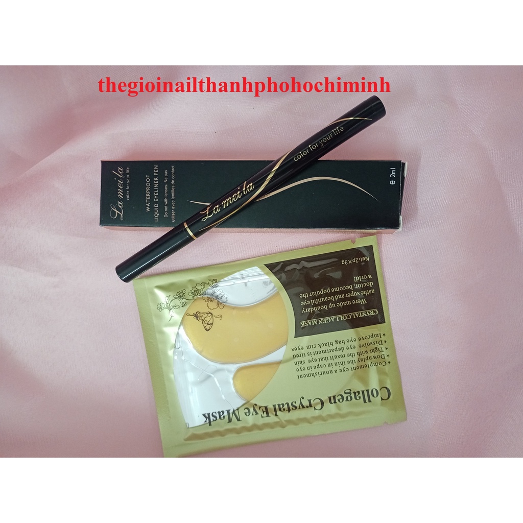 Chì kẻ mắt nước Eyeliner Lameila và Mặt nạ chăm sóc mắt Collagen vàng