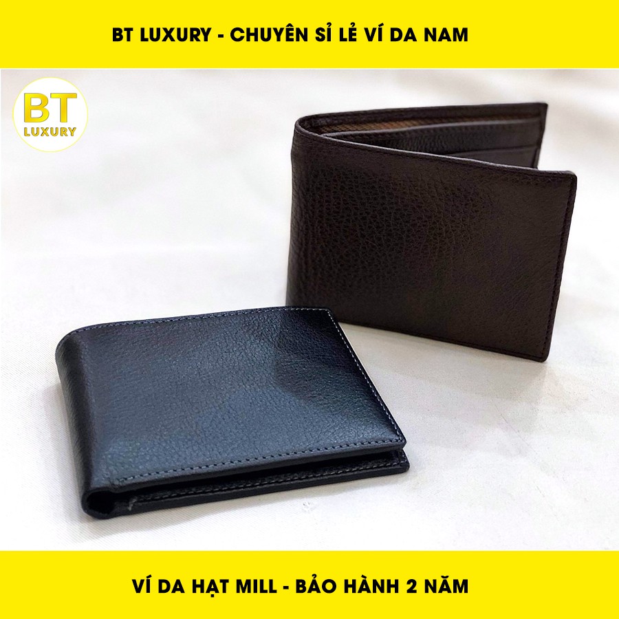 Ví da Hạt Mill - Làm từ da bò thật - Bảo hành 2 năm - Ví da BT Luxury