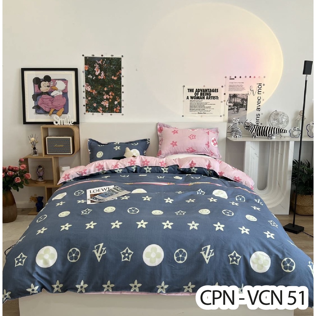 Bộ Chăn Gra Gối Cotton Poly Họa Tiết 3D - Trọn Bộ - Set Vỏ Chăn