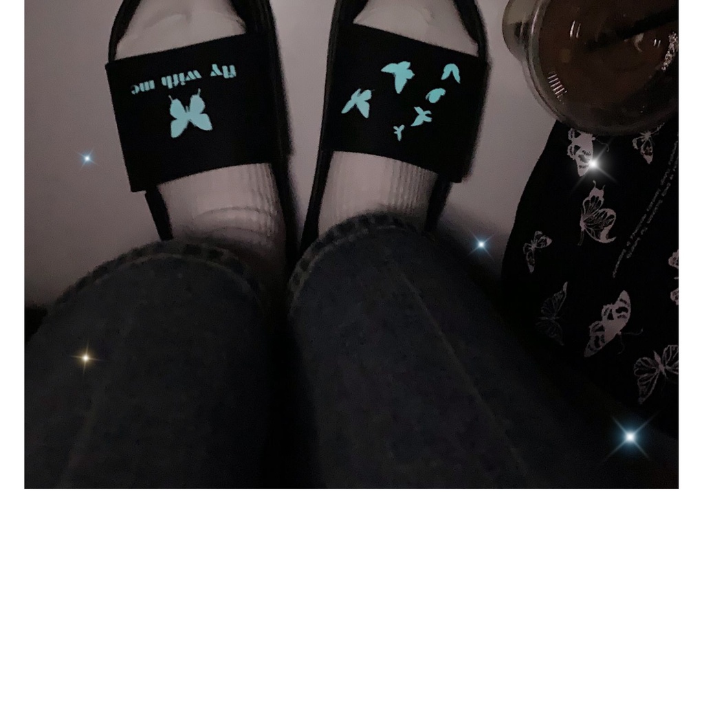 FREESHIP_50K_Dép nữ quai ngang đính hình bướm INS sunnieshoes