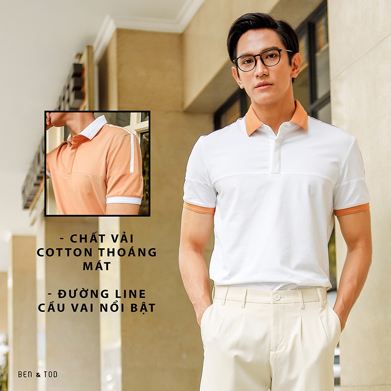 Áo thun polo BEN &amp; TOD hoạ tiết cotton cổ tròn phong cách trẻ trung S21009