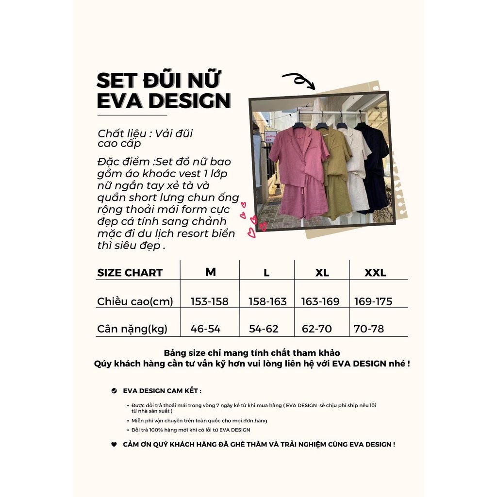 Set đồ nữ vải đũi linen gồm áo khoác vest ngắn croptop thiết kế và quần short đùi lưng chun ống rộng có bigsize 80kg