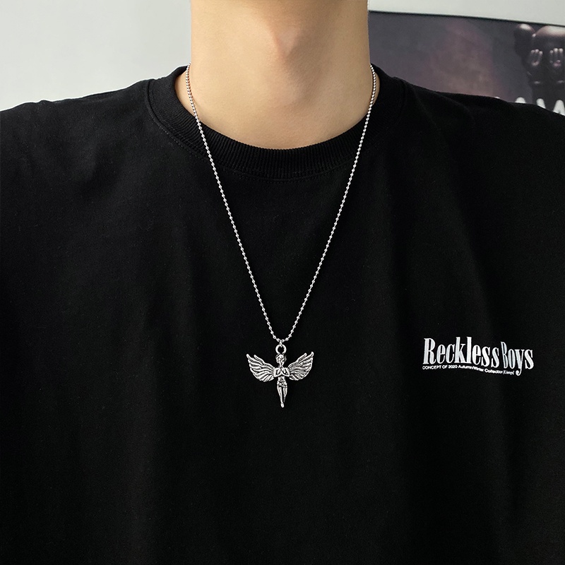 Vòng cổ mặt thiên thần phong cách hip hop Hàn Quốc