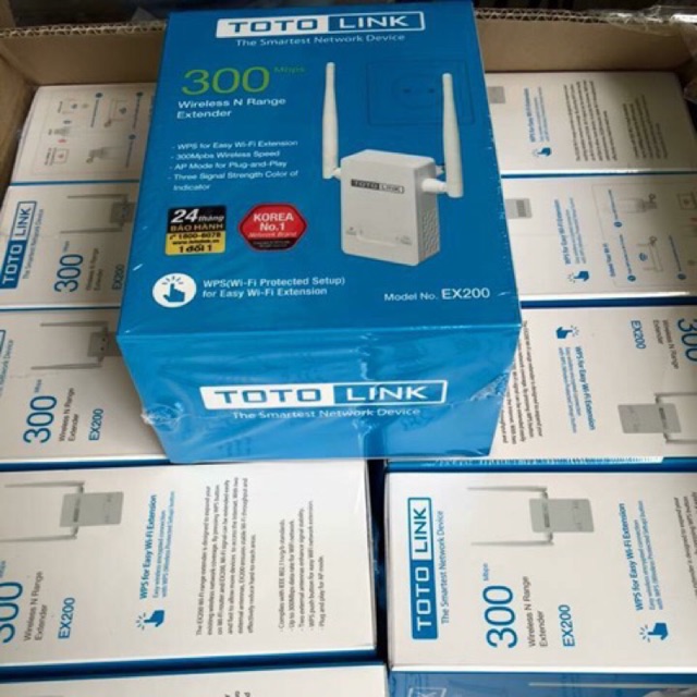 Kích sóng wifi Totolink EX200 chính hãng- Mở rộng sóng Wi-Fi chuẩn N 300Mbps-Bảo hành 24 tháng