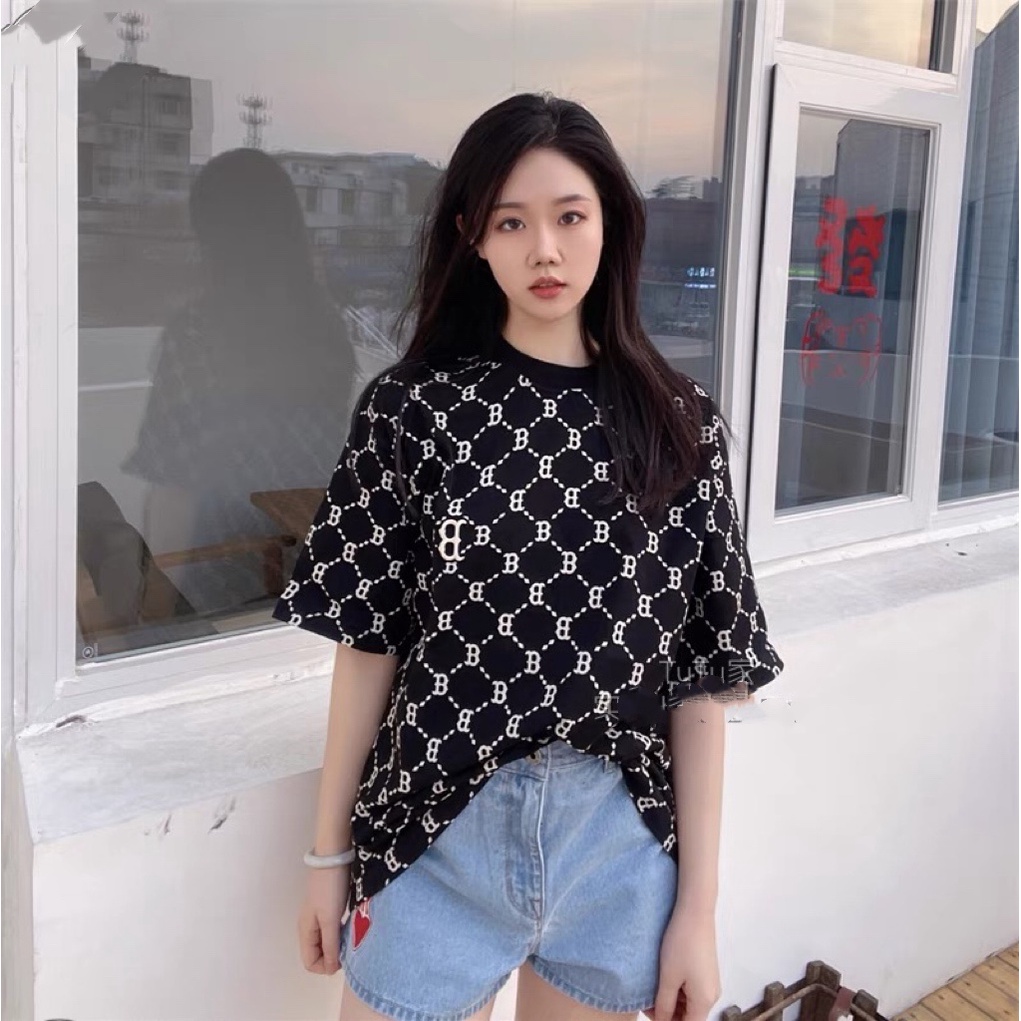 Mlb Áo Thun Tay Ngắn Chất Liệu Cotton In Họa Tiết Cho Nam Và Nữ