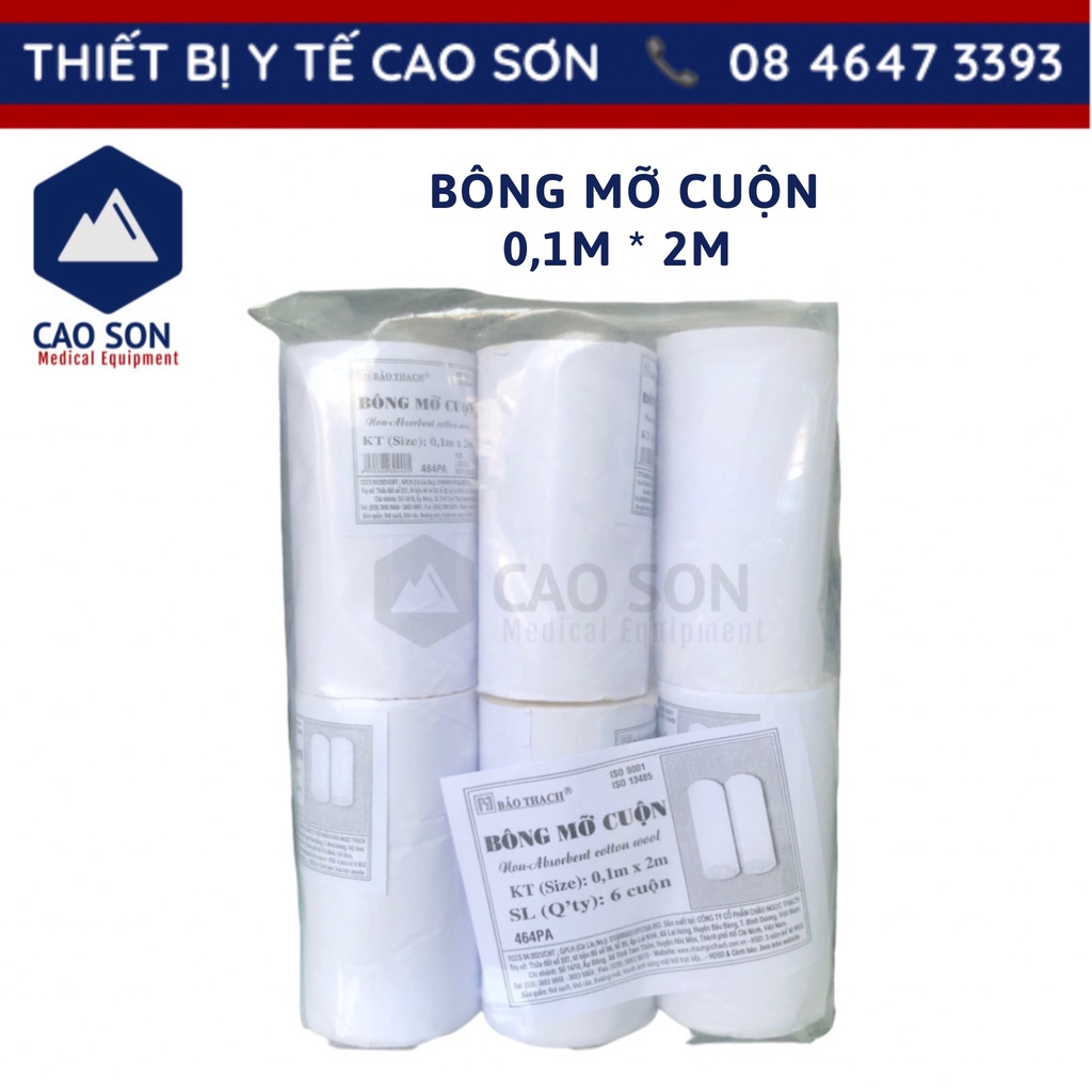 Bông mỡ cuộn dùng để lót khi bó bột tay, chân Bông mỡ y tế không thấm nước Bảo Thạch 0.1m x 2m