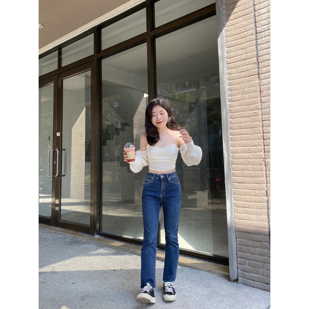 Quần jeans ống loe CROP FLARE JEANS