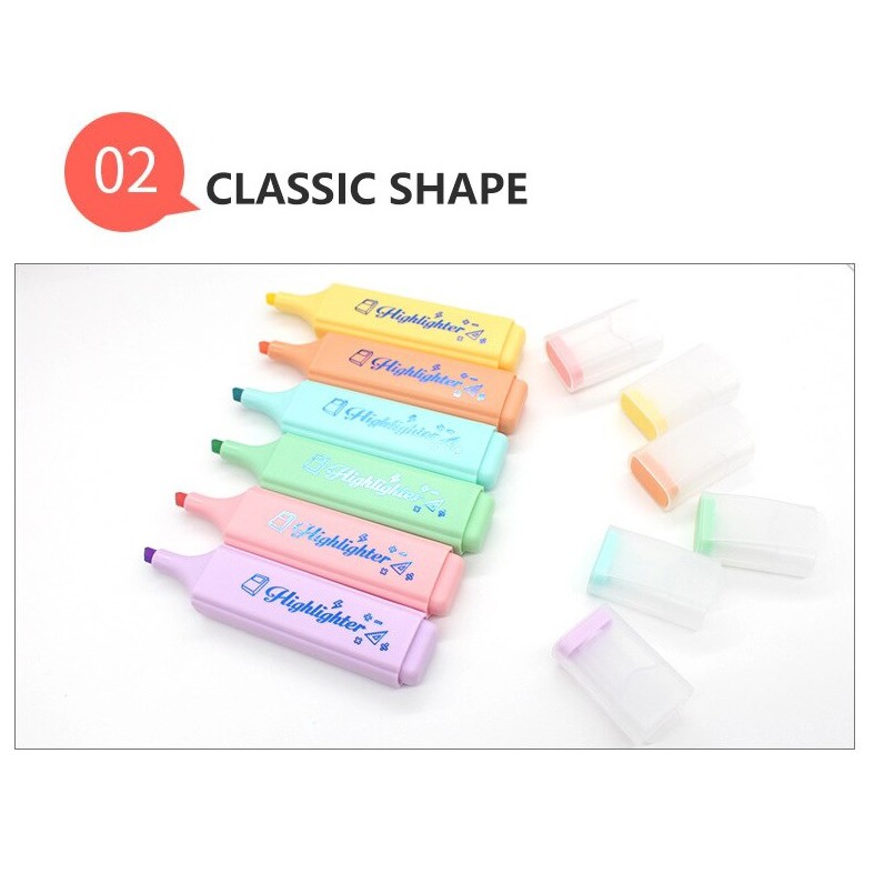 Set 6 cây bút Highlight pastel bút dạ quang, bút nhớ dòng chính hãng STA