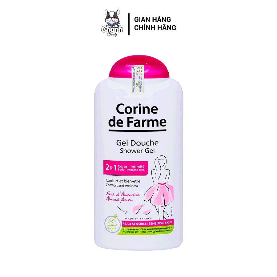 Dung Dịch Vệ Sinh Cô Gái Váy Hồng Corine de Farme Shower Gel 2 in 1 250ml