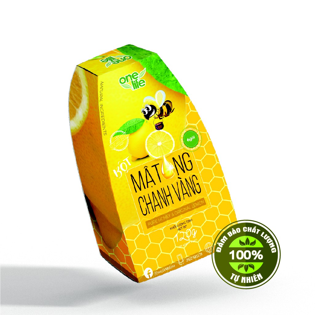 Hộp 6 gói Bột Mật Ong Chanh Vàng ONELIFE hòa tan uống liền nguyên chất, giảm cân, không đường