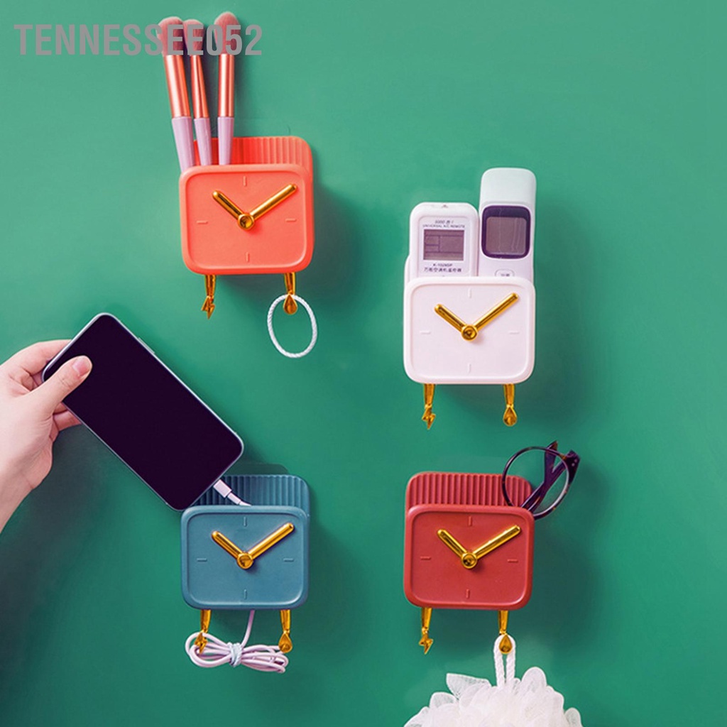 Tennessee052 Hộp lưu trữ treo tường Đồng hồ PP đựng đa chức năng có hình dạng với móc cho đầu giường ngủ tập thể