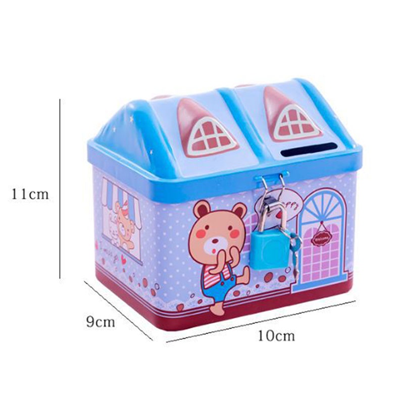 Ống Heo Tiết Kiệm Hình Ngôi Nhà Hoạt Hình Bằng Sắt Đáng Yêu Dành Cho Bé
