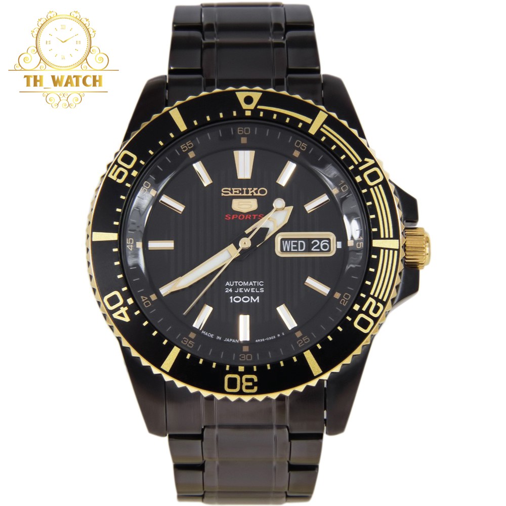 Đồng hồ Nam Seiko 5 Sports cơ tự động, dây thép không gỉ, kính cứng SRP558J1
