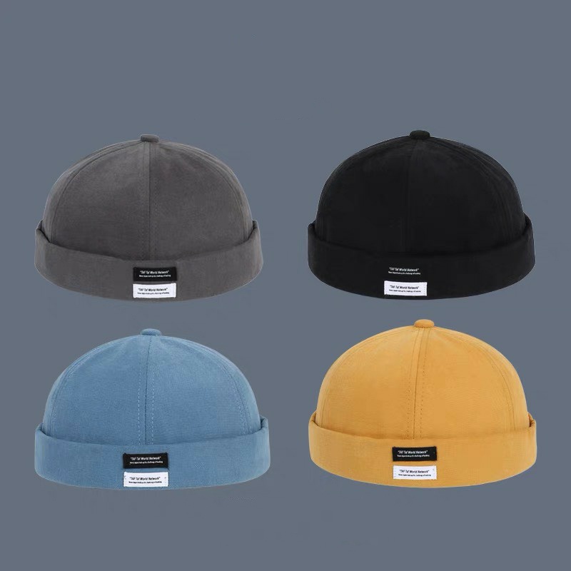 Nón Miki hat phong cách Hàn Quốc tag logo nổi trắng đen