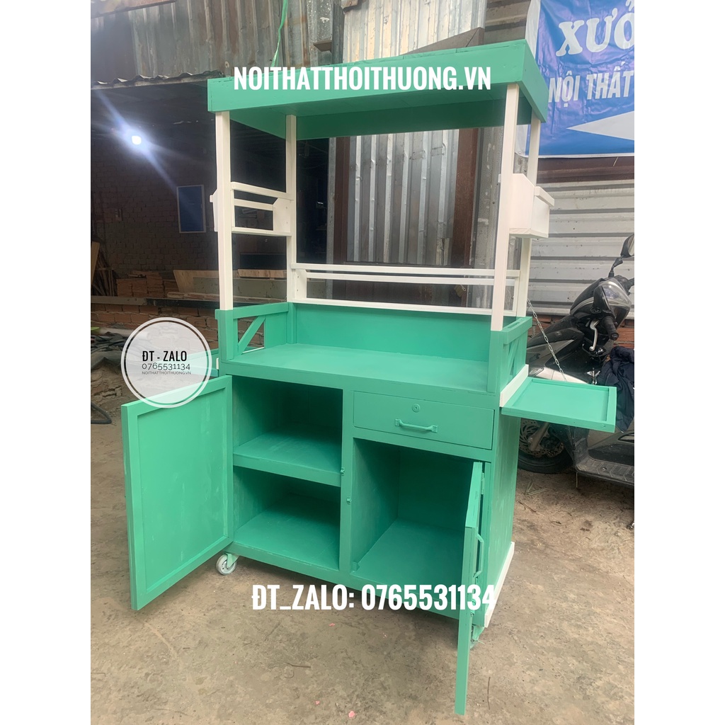 Xe trà sữa đẹp, tủ gỗ bán đồ ăn vặt giá gốc tại xưởng