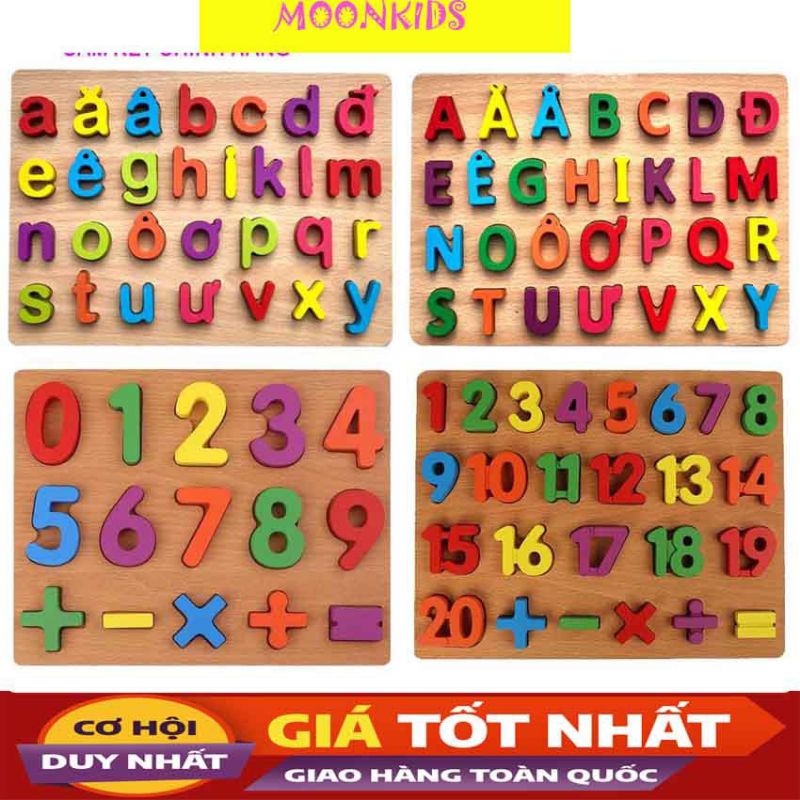 Bộ chữ cái Tiếng Việt,Chữ số bằng gỗ cao cấp