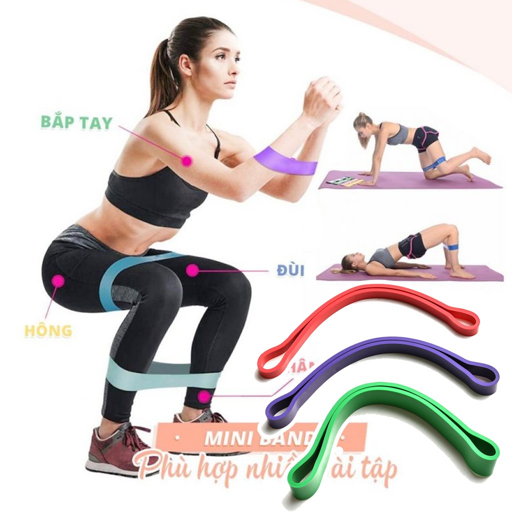 Dây kháng lực tập mông chân miniband 360 ❤️ FREESHIP ❤️ Dây đàn hồi tập gym mini band đa năng