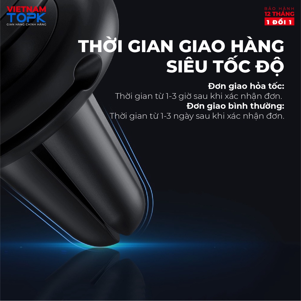 Đế hít điện thoại nam châm trên ô tô TOPK D30B - Kẹp khe gió điều hòa, lực hít mạnh chống rung lắc - Hàng chính hãng