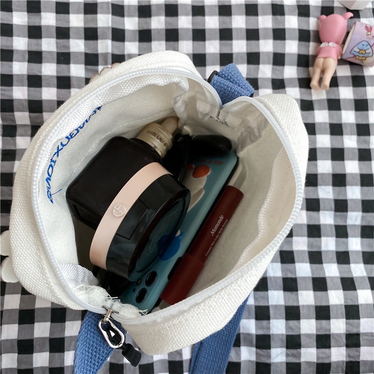 Túi Đeo Chéo Canvas Họa Tiết Hoạt Hình Dễ Thương Cho Học Sinh