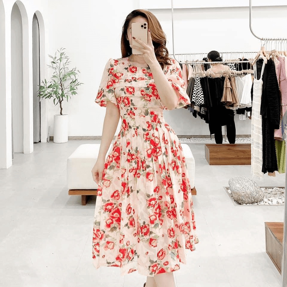 (FREE SHIP) ĐẦM XÒE NỮ HOA VOAN LỤA NHẸ NHÀNG TINH TẾ HHP