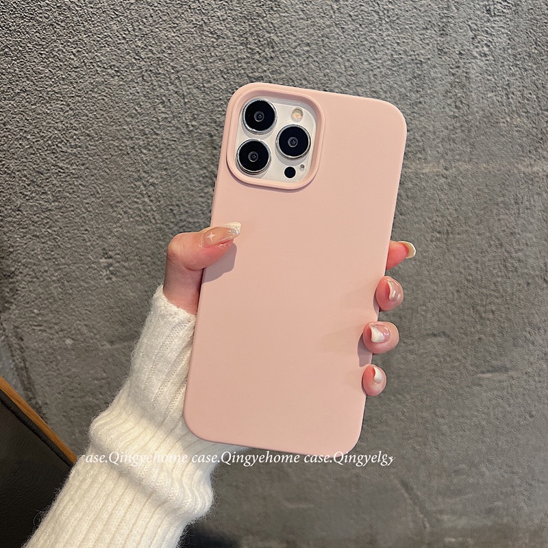 Ốp Điện Thoại Silicon Cát Chảy Màu Hồng Cho iPhone 14 PRO Max13 PRO Max i12 PRO 78 SE2 X XS Max XR 8 7plus 11 PRO Max