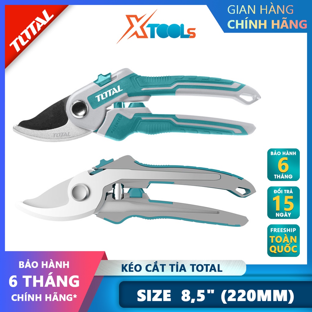 Kéo cắt tỉa cành cây TOTAL THT0601 | Kéo cắt tỉa cây Kích thước: 8,5&quot; (220mm) Tay cầm PP coverd dùng để cắt tỉa cây, tạo