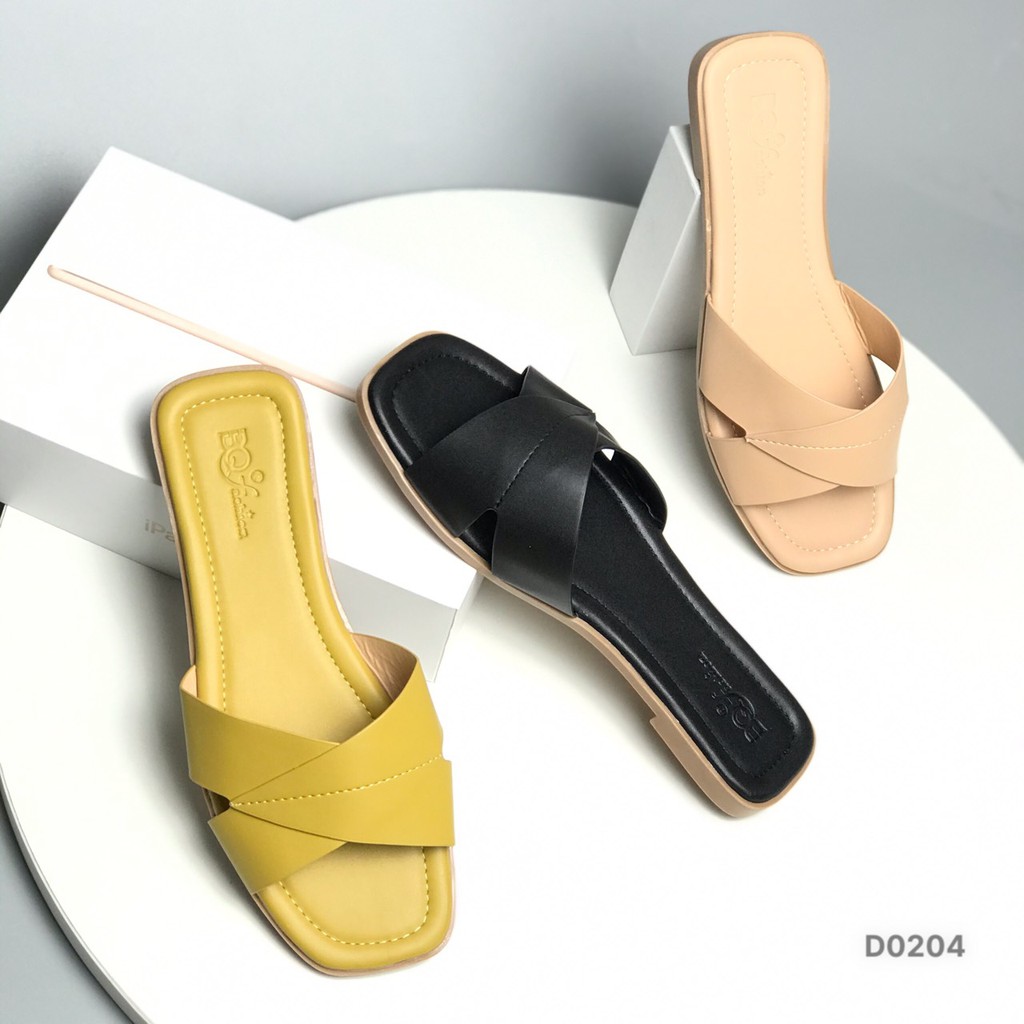 Dép nữ BQ ❤️FREESHIP❤️ Dép lê nữ quai chéo kiểu mới D0204