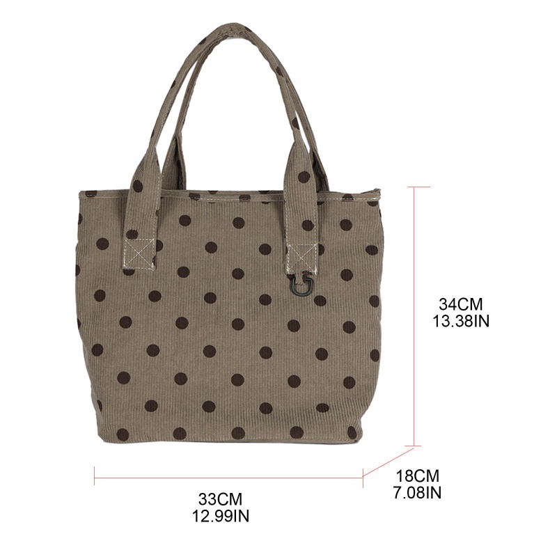 Túi Tote Đeo Vai / Xách Tay Bằng Nhung Kẻ Kích Thước Lớn Siêu Nhẹ Phong Cách Vintage