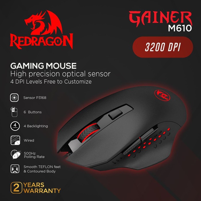 Chuột Gaming Có Dây Redragon Gainer M610