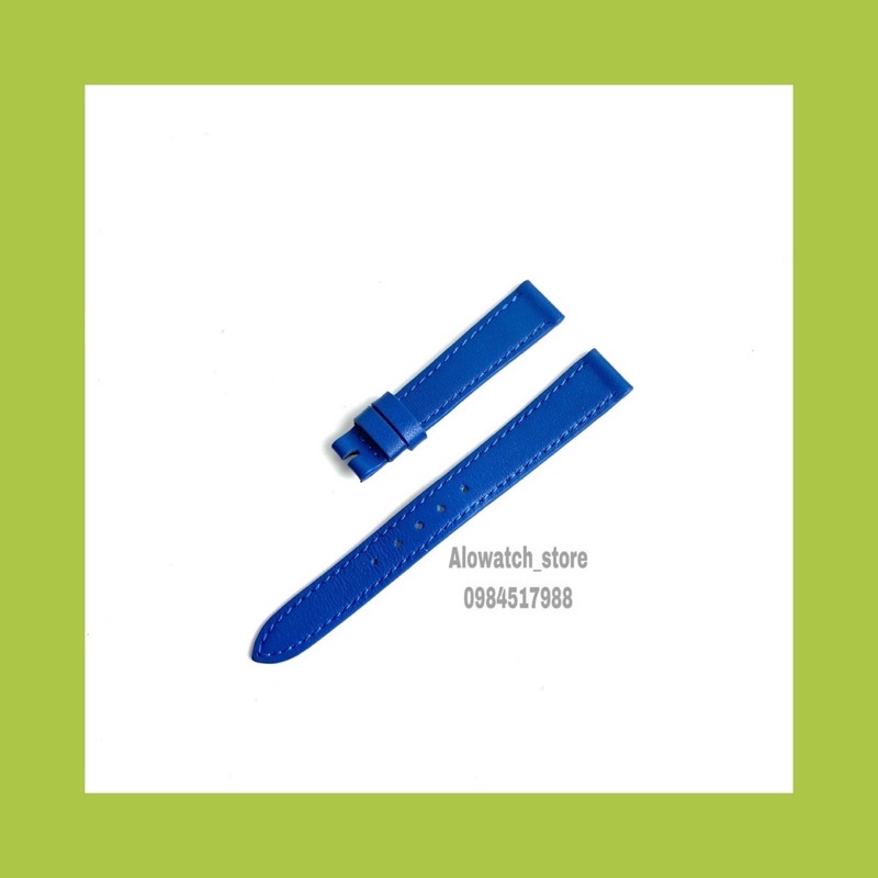 Dây da đồng hồ, dây da bò màu xanh size 12mm đến 20mm