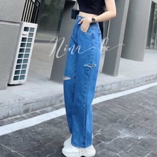 FREESHIP✈️ Quần JEANS NỮ SUÔNG BAGGY VNXK Suông Bigsize Rách Kiểu Ms 3186