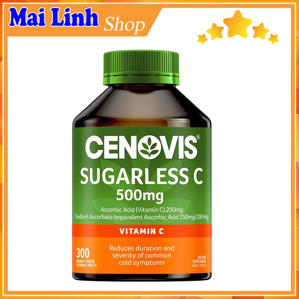 Viên Nhai Bổ Sung Vitamin C Vị Cam Không Đường Cenovis Sugarless C 500mg