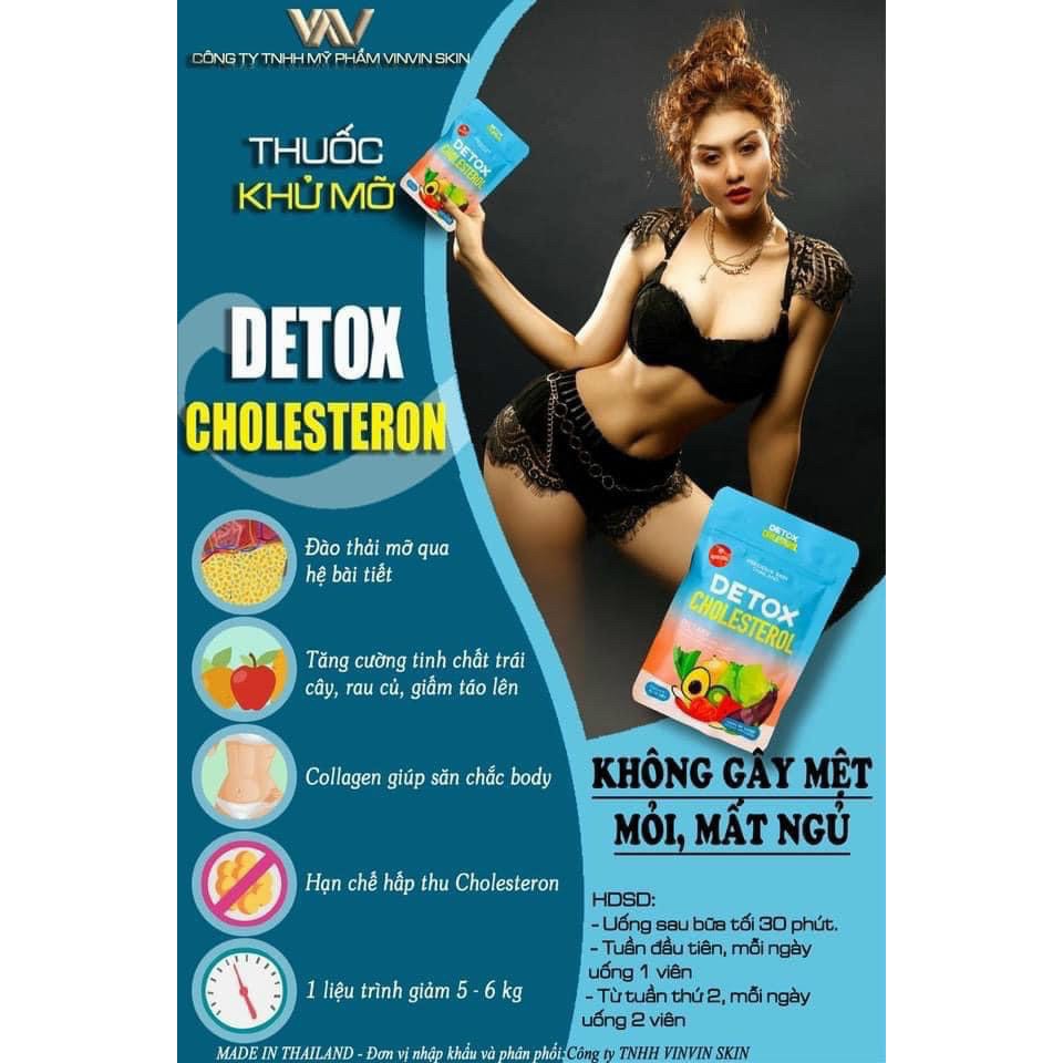 COMBO 10 Gói 60v Detox Cholesterol Giấm Táo Giảm Mỡ