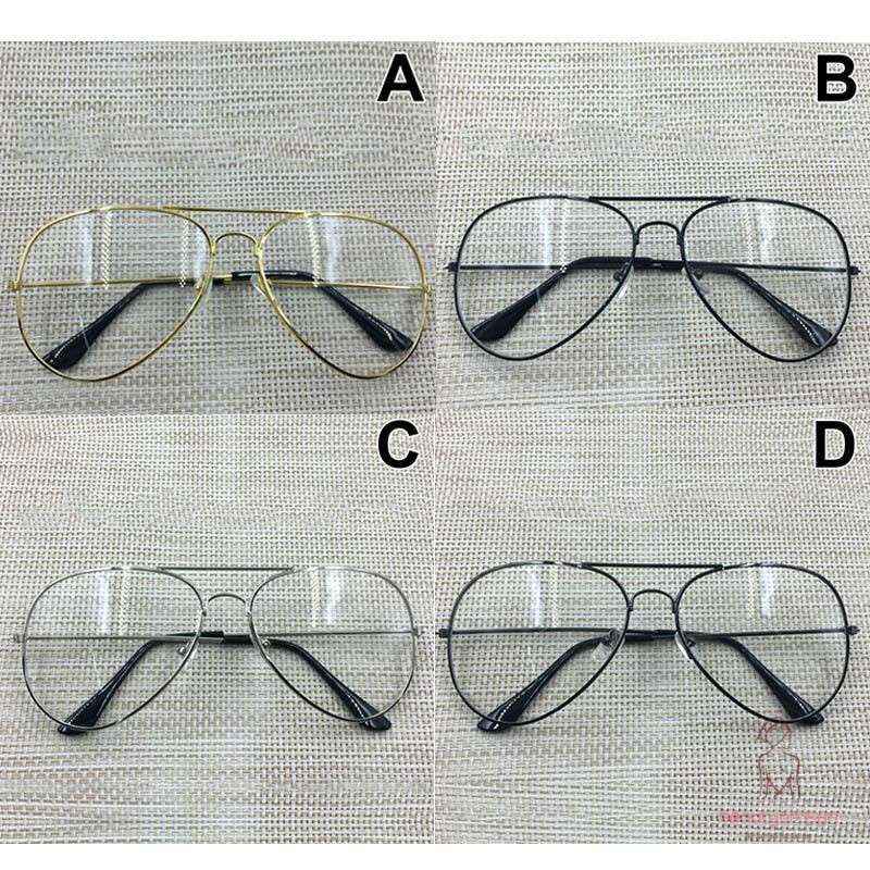 Mắt kính gọng kim loại thiết kế tròng to phong cách Vintage cho nam và nữ