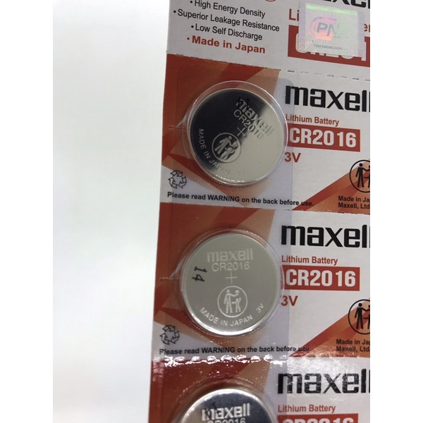 Vĩ 5 Viên Pin 3V MAXELL CR2016 Mẫu Mới nhập khẩu Nhật Bản dùng cho Smartkey, máy tính, remote, cân điện tử