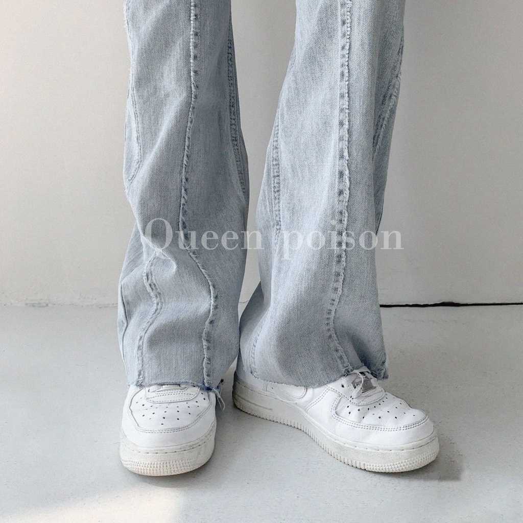 Quần jean nữ ống rộng lưng cao phong cách vintage