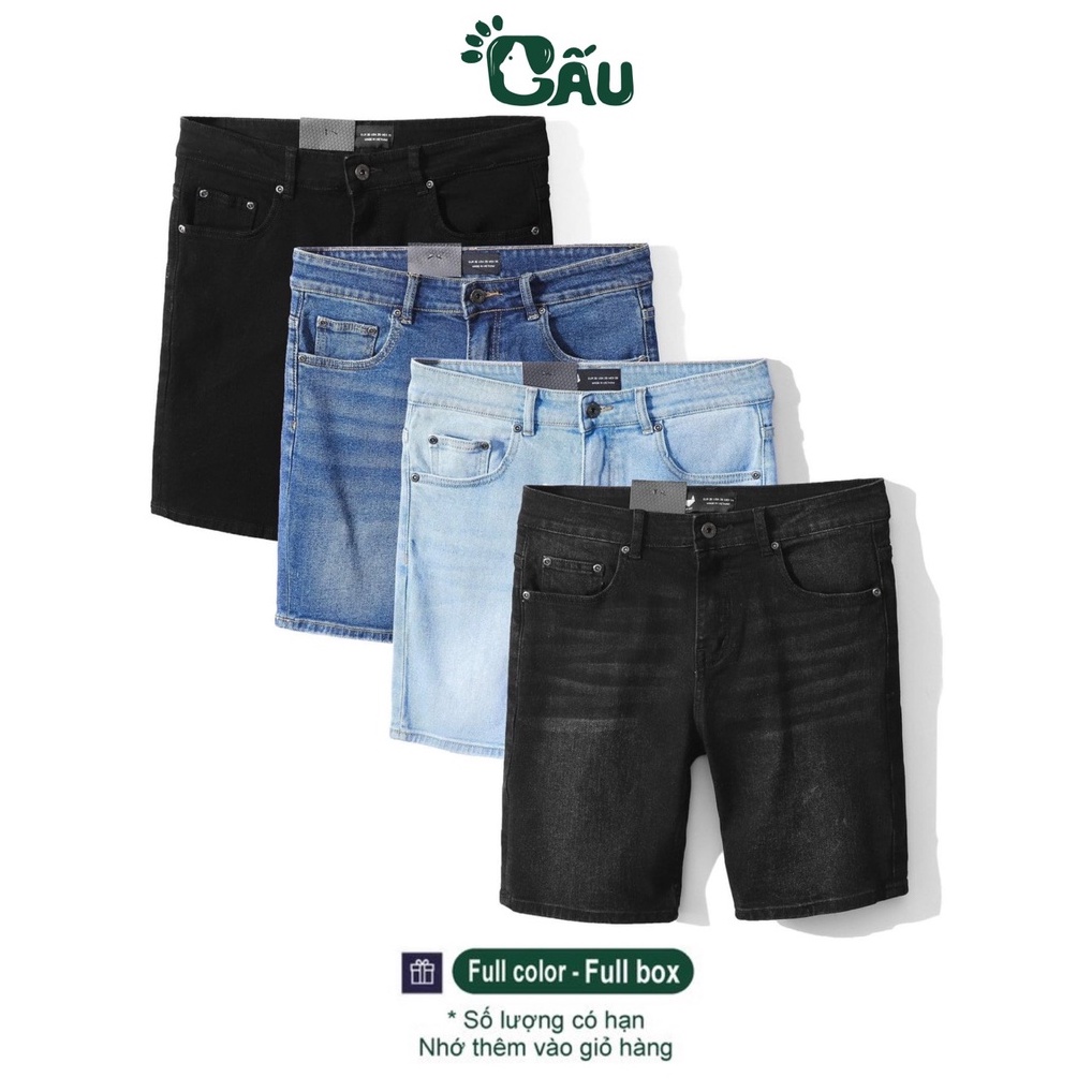 Quần short jean nam Gấu 194 vải jeans bò co dãn, mềm mịn form slimfit - nhiều màu