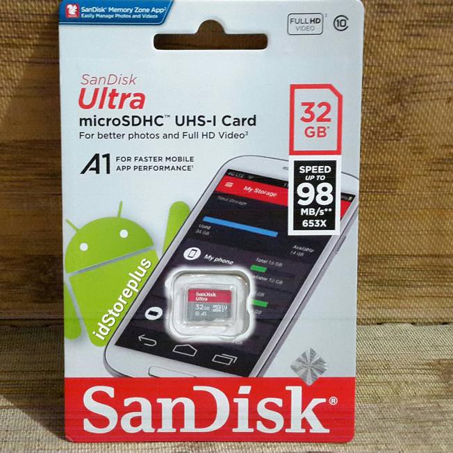 Thẻ Nhớ Sandisk Ultra Microsdhc Uhs-I Class 10 Ori 32gb 98mbps