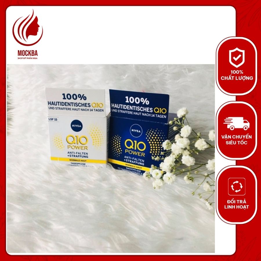 kem dưỡng da mặt ngày và đêm Nivea Q10 Power anti-wrinkle 50ml của Nga dưỡng chuyên sâu, chống lão hóa.