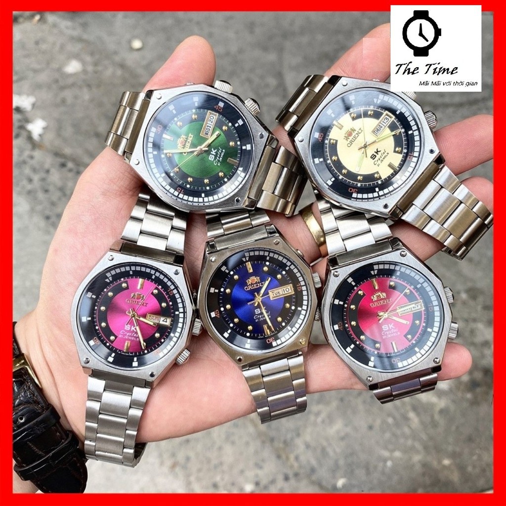 Đồng Hồ Nam Orient SK Mặt Lửa Huyền Thoại Vỏ Bạc Cao Cấp Automatic . Case 41mm. 3atm