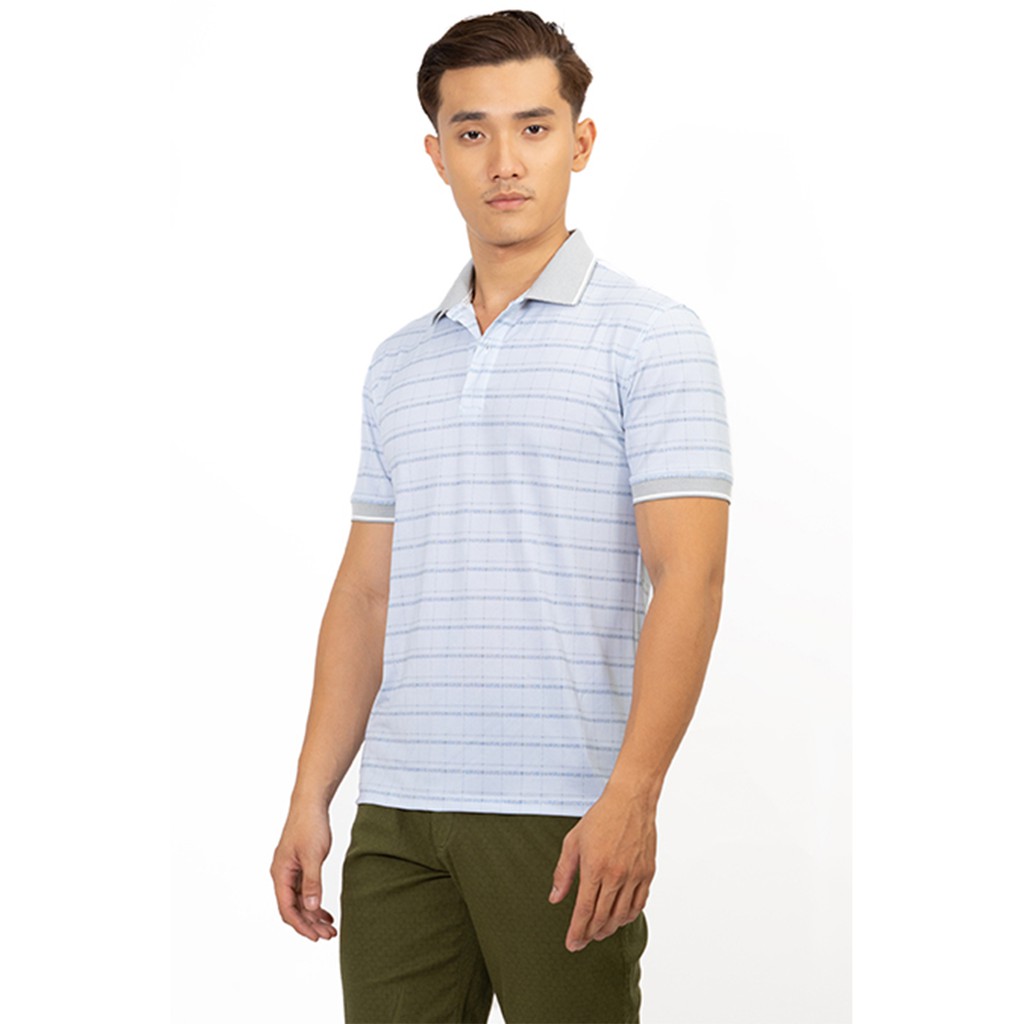 Áo Polo nam Novelty cổ bo không túi màu xanh NATMHCMCLR191107N
