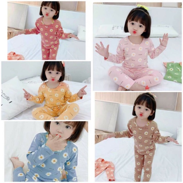 Bộ thu đông hoa cúc cho bé gái 5-16kg chất da cá siêu mềm mại