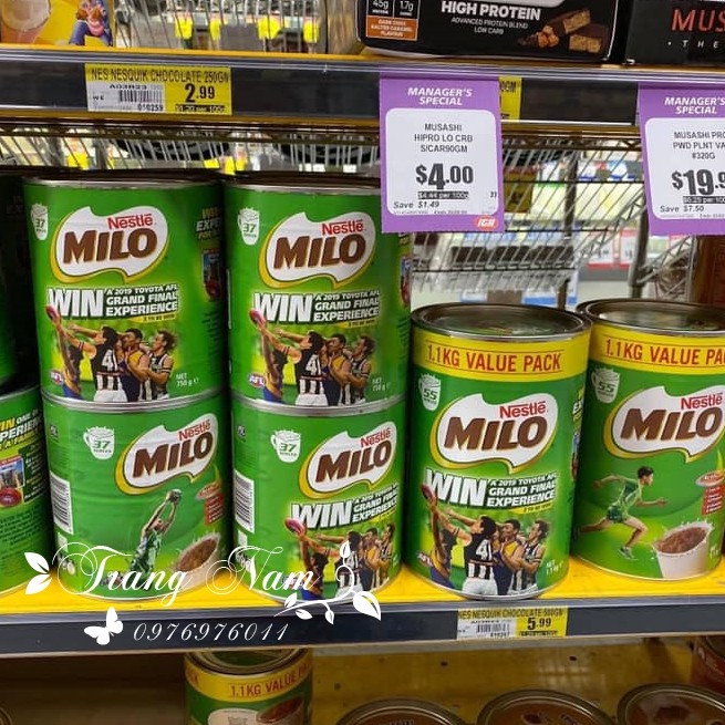 Combo sữa Milo + A2 túi 1kg (Úc)