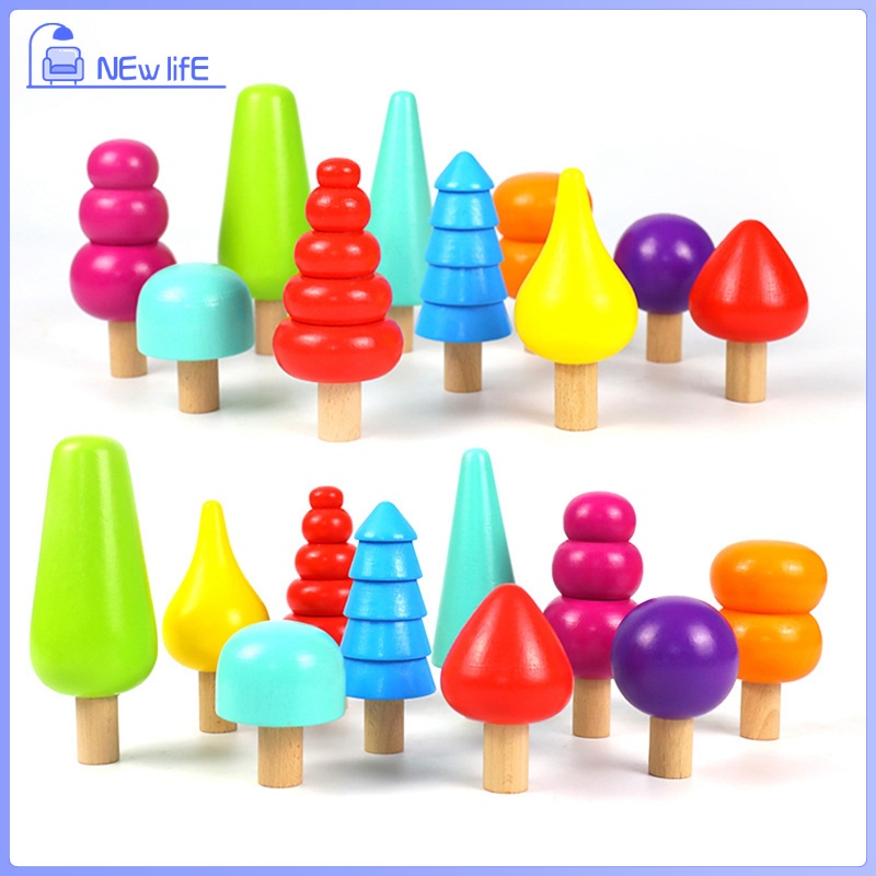 Rainbow Tree Rainbow Stacking Montessori Wooden toys Color Perception for Sensory Education toys Home Indoor or Outdoor Children Boys