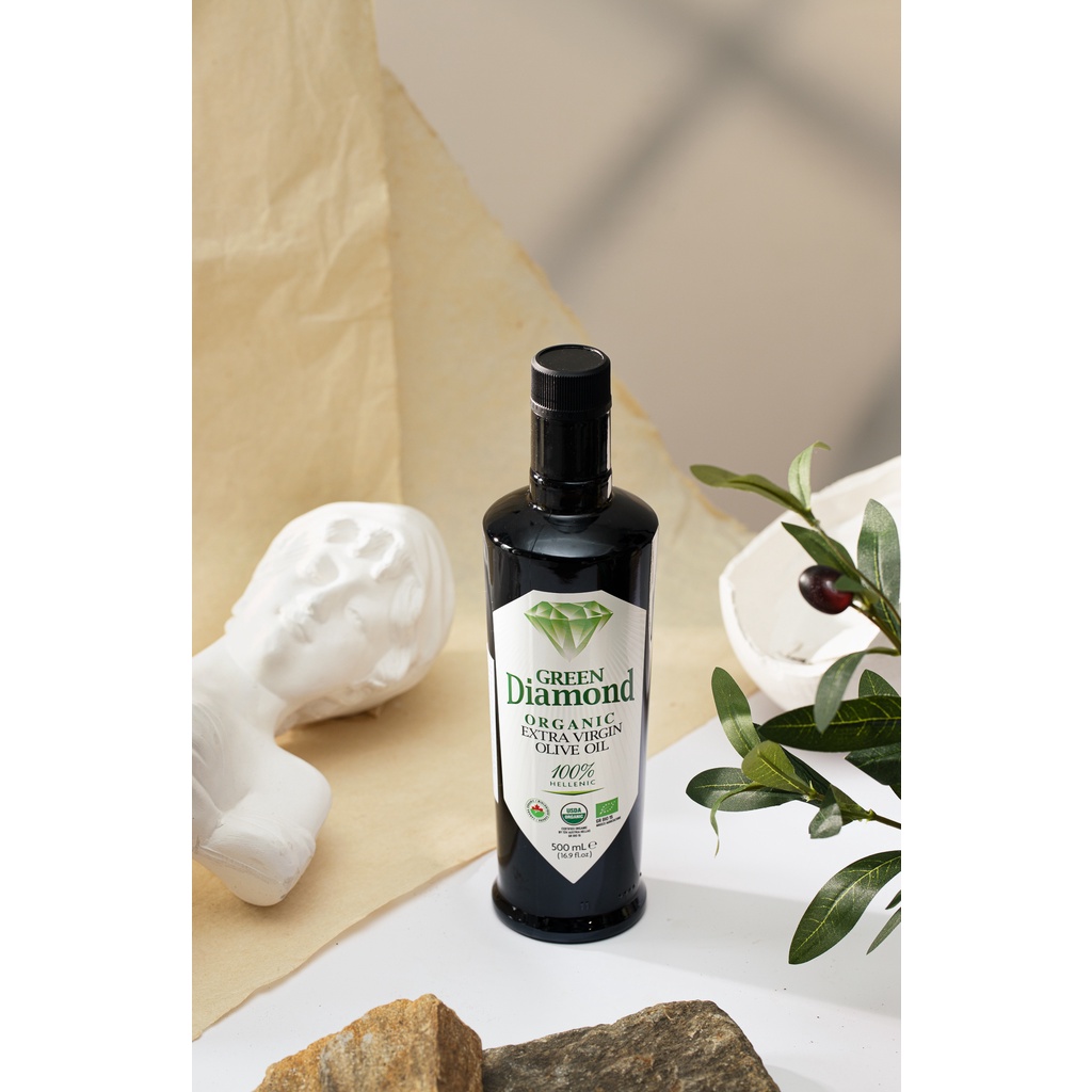 Dầu oliu organic siêu nguyên chất GREEN DIAMOND chai 500ml