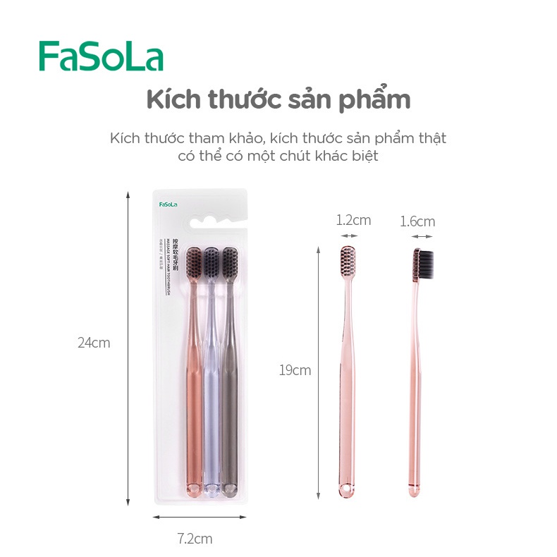 Bàn chải đánh răng lông mềm (gói 3 chiếc) FASOLA FSLJY-239